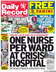 Daily Record () Newspaper Front Page for 23 July 2022