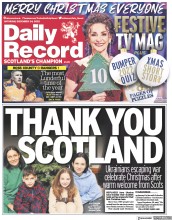 Daily Record () Newspaper Front Page for 24 December 2022