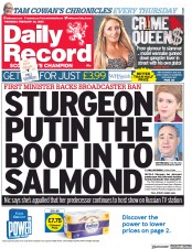 Daily Record () Newspaper Front Page for 24 February 2022