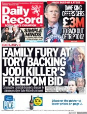 Daily Record () Newspaper Front Page for 24 March 2022