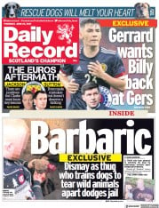 Daily Record () Newspaper Front Page for 24 June 2021