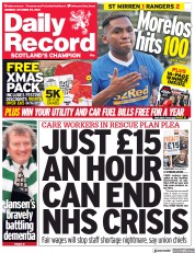 Daily Record () Newspaper Front Page for 25 October 2021
