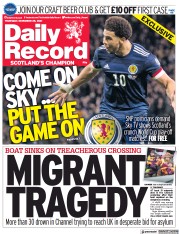 Daily Record () Newspaper Front Page for 25 November 2021