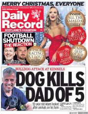 Daily Record () Newspaper Front Page for 25 December 2021