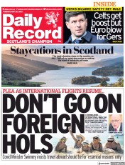 Daily Record () Newspaper Front Page for 25 May 2021