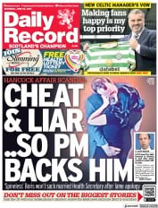 Daily Record () Newspaper Front Page for 26 June 2021