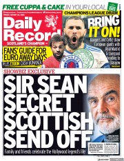 Daily Record () Newspaper Front Page for 26 August 2022