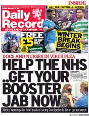 Daily Record () Newspaper Front Page for 27 December 2021