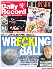 Daily Record () Newspaper Front Page for 27 March 2021
