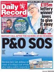 Daily Record () Newspaper Front Page for 27 April 2022