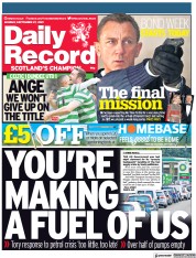Daily Record () Newspaper Front Page for 27 September 2021