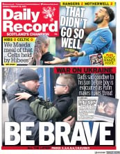 Daily Record () Newspaper Front Page for 28 February 2022