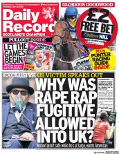 Daily Record () Newspaper Front Page for 28 July 2022