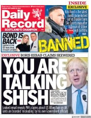 Daily Record () Newspaper Front Page for 28 September 2021