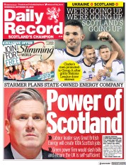 Daily Record () Newspaper Front Page for 28 September 2022