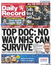 Daily Record () Newspaper Front Page for 29 December 2022