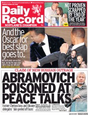 Daily Record () Newspaper Front Page for 29 March 2022