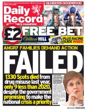 Daily Record () Newspaper Front Page for 29 July 2022