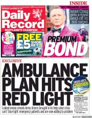 Daily Record () Newspaper Front Page for 29 September 2021