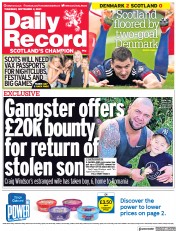 Daily Record () Newspaper Front Page for 2 September 2021