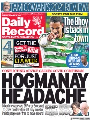 Daily Record () Newspaper Front Page for 30 December 2021