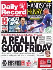 Daily Record () Newspaper Front Page for 31 March 2021