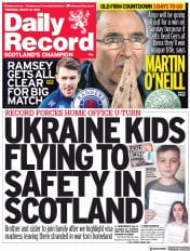 Daily Record () Newspaper Front Page for 31 March 2022