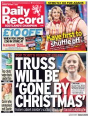 Daily Record () Newspaper Front Page for 3 October 2022