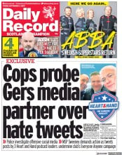 Daily Record () Newspaper Front Page for 3 September 2021