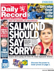 Daily Record () Newspaper Front Page for 4 March 2021