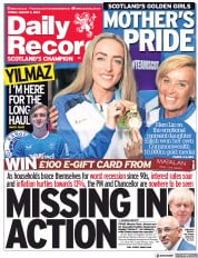 Daily Record () Newspaper Front Page for 5 August 2022