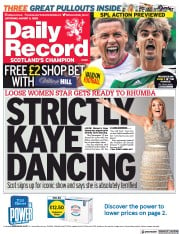 Daily Record () Newspaper Front Page for 6 August 2022
