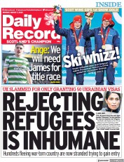 Daily Record () Newspaper Front Page for 7 March 2022