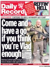 Daily Record () Newspaper Front Page for 8 March 2022