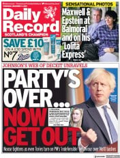 Daily Record () Newspaper Front Page for 9 December 2021