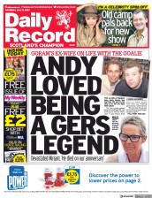 Daily Record () Newspaper Front Page for 9 July 2022