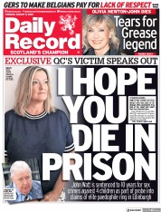 Daily Record () Newspaper Front Page for 9 August 2022