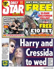 Daily Star () Newspaper Front Page for 10 March 2014