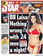 Daily Star () Newspaper Front Page for 10 July 2014