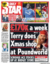 Daily Star () Newspaper Front Page for 12 December 2013