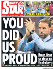 Daily Star () Newspaper Front Page for 12 July 2018