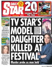 Daily Star () Newspaper Front Page for 12 September 2017