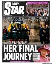 Daily Star () Newspaper Front Page for 12 September 2022