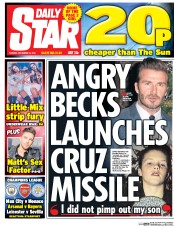 Daily Star () Newspaper Front Page for 13 December 2016
