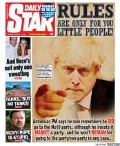 Daily Star () Newspaper Front Page for 13 January 2022