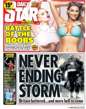Daily Star () Newspaper Front Page for 13 February 2014