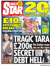 Daily Star () Newspaper Front Page for 13 February 2017