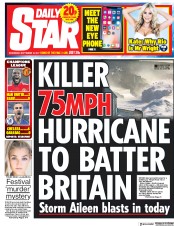 Daily Star () Newspaper Front Page for 13 September 2017