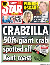 Daily Star () Newspaper Front Page for 14 October 2014