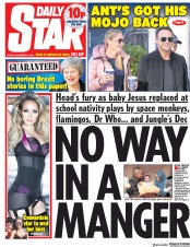 Daily Star () Newspaper Front Page for 14 December 2018